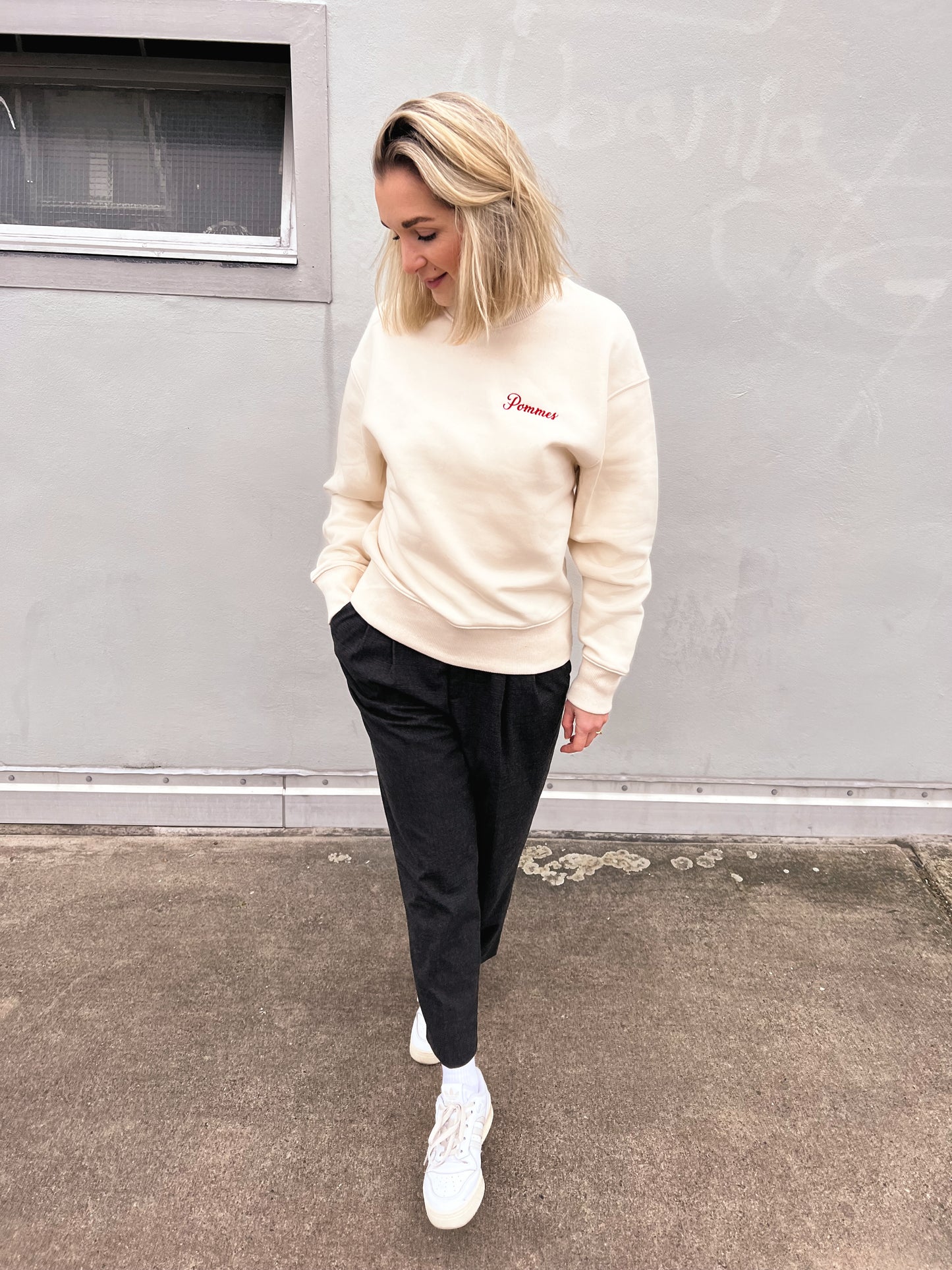 Sweater - Pommes rot & cremig weiß - oversized