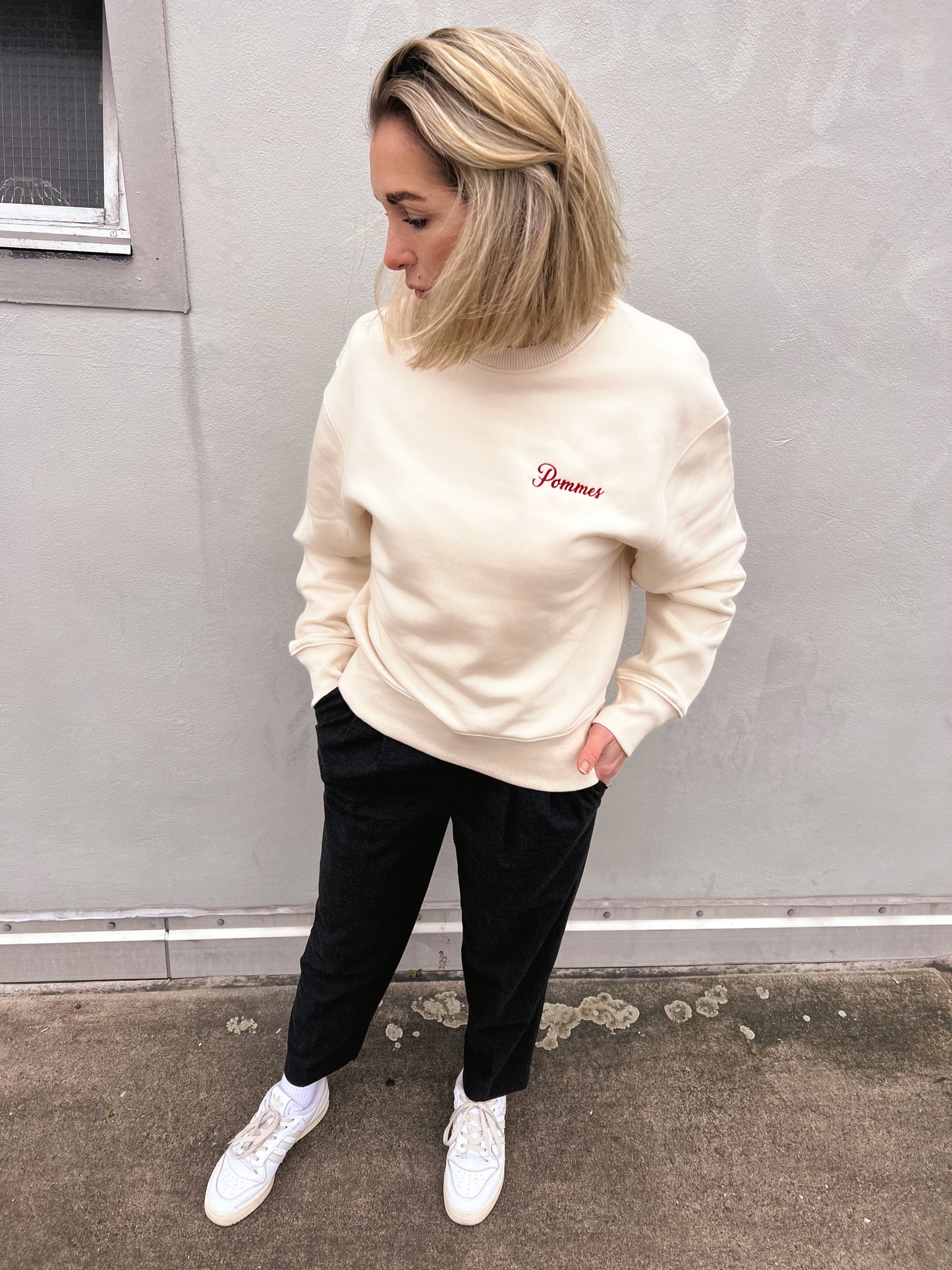 Sweater - Pommes rot & cremig weiß - oversized